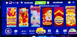Club Vegas Casino Slots APK user interface displayed on an Android smartphone screen.