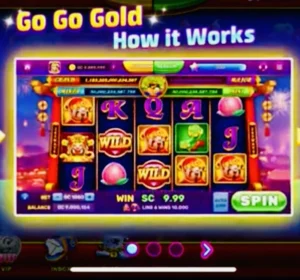 Go Go Gold Casino APK latest version download dashboard screen showing slot games on an Android smartphone.